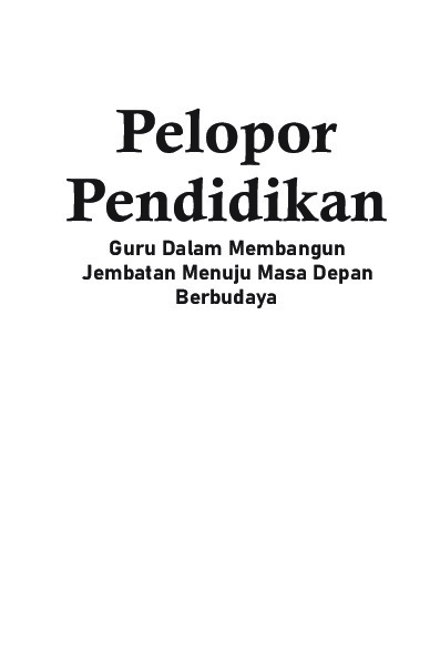 Sampul buku Pelopor Pendidikan; ...